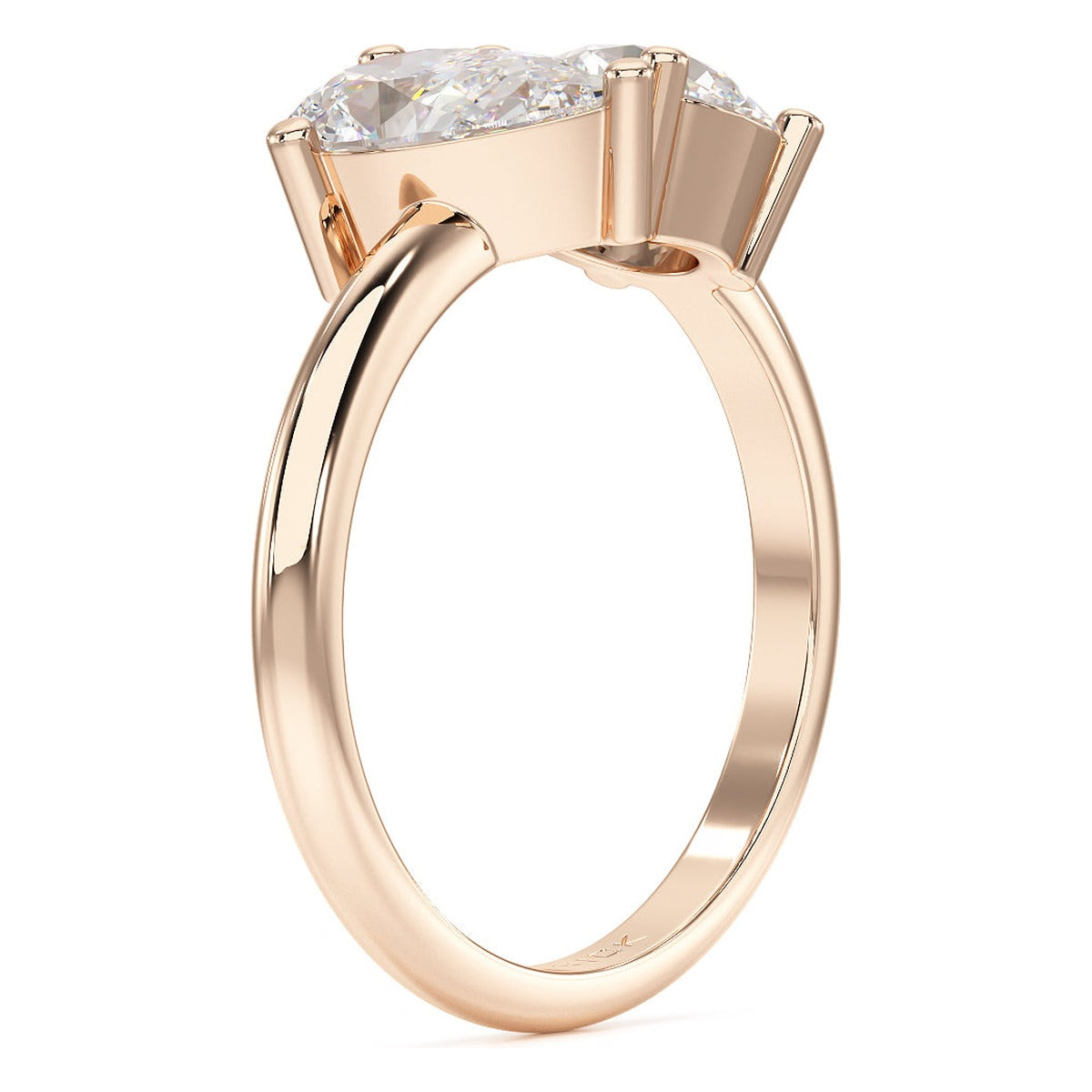 Pear & Round Toi et Moi Ring in rose gold