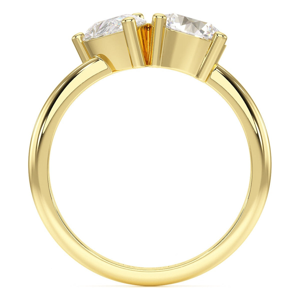 Pear & Round Toi et Moi Ring in yellow gold