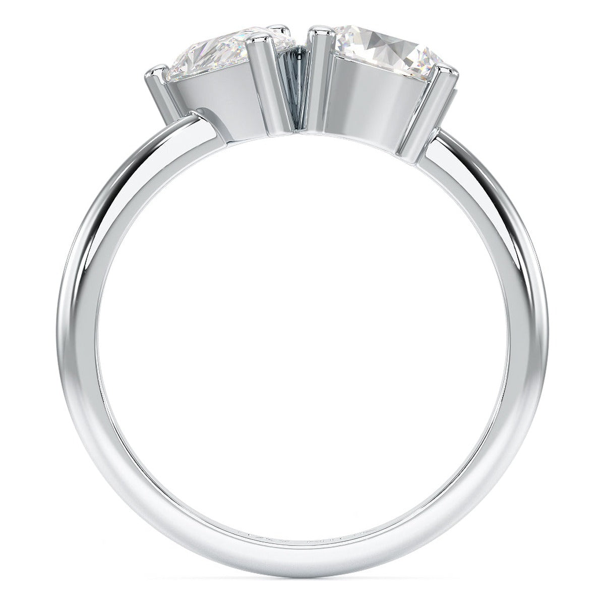 Pear & Round Toi et Moi Ring in white gold or platinum