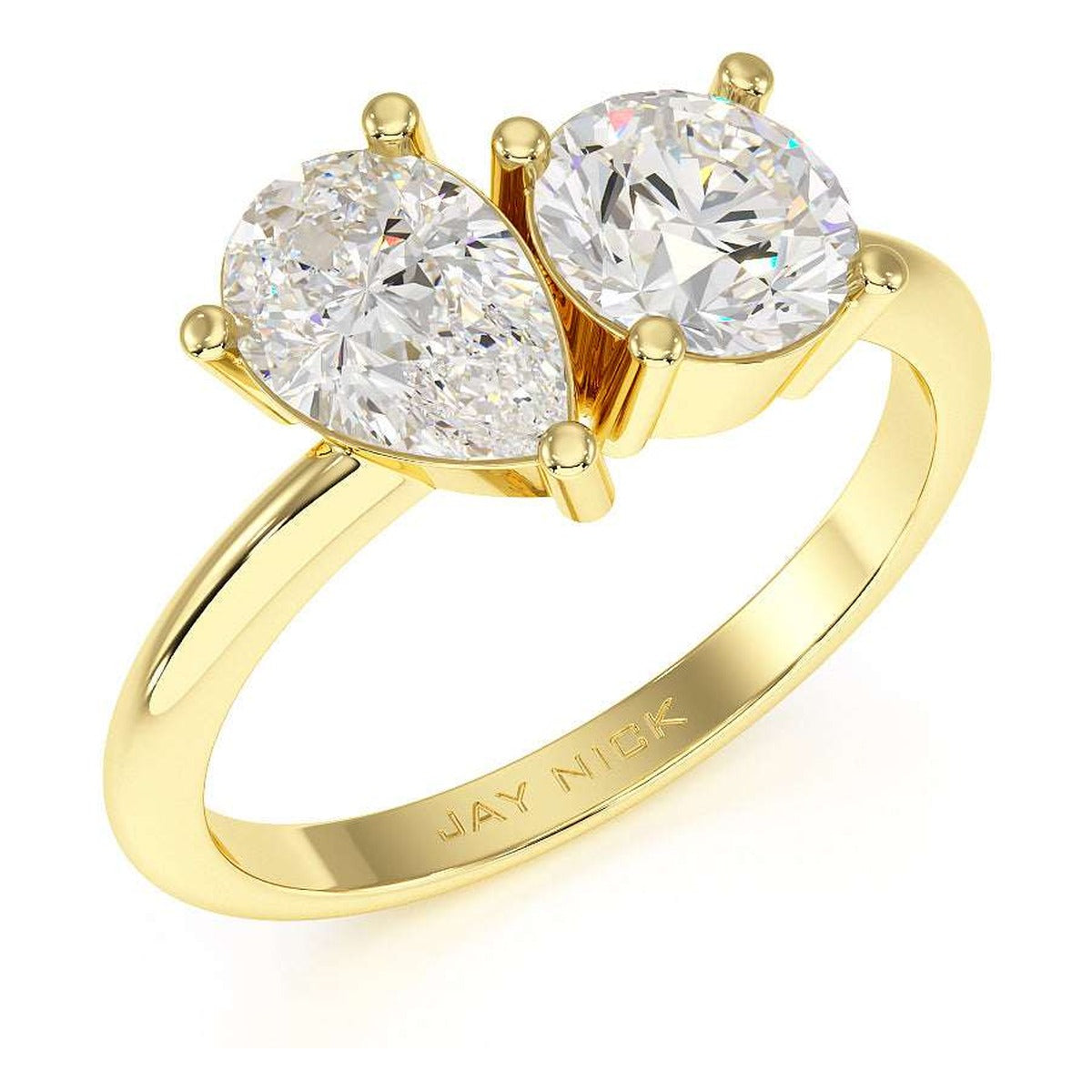 Pear & Round Toi et Moi Ring in yellow gold