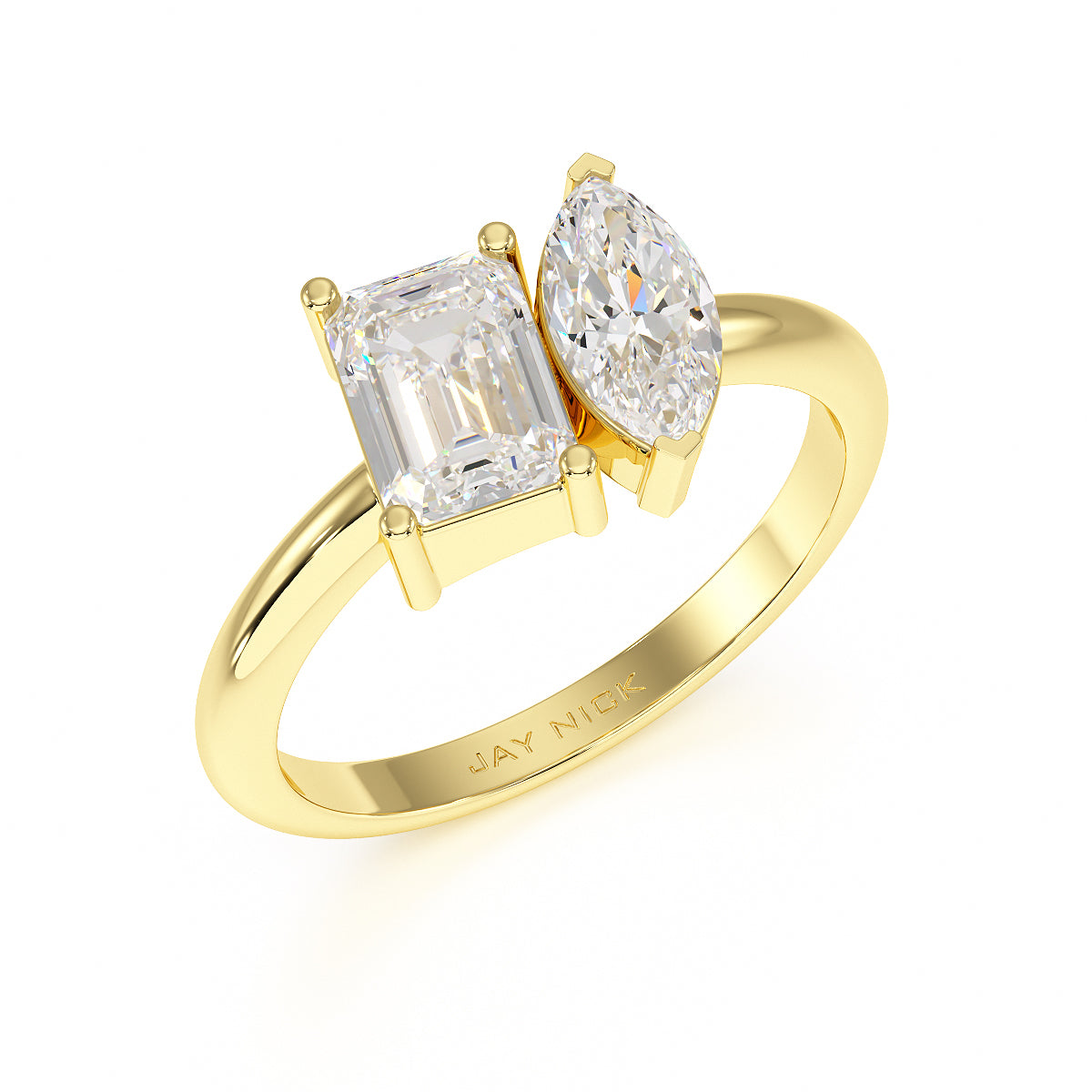 Emerald & Marquise Toi Et Moi Ring