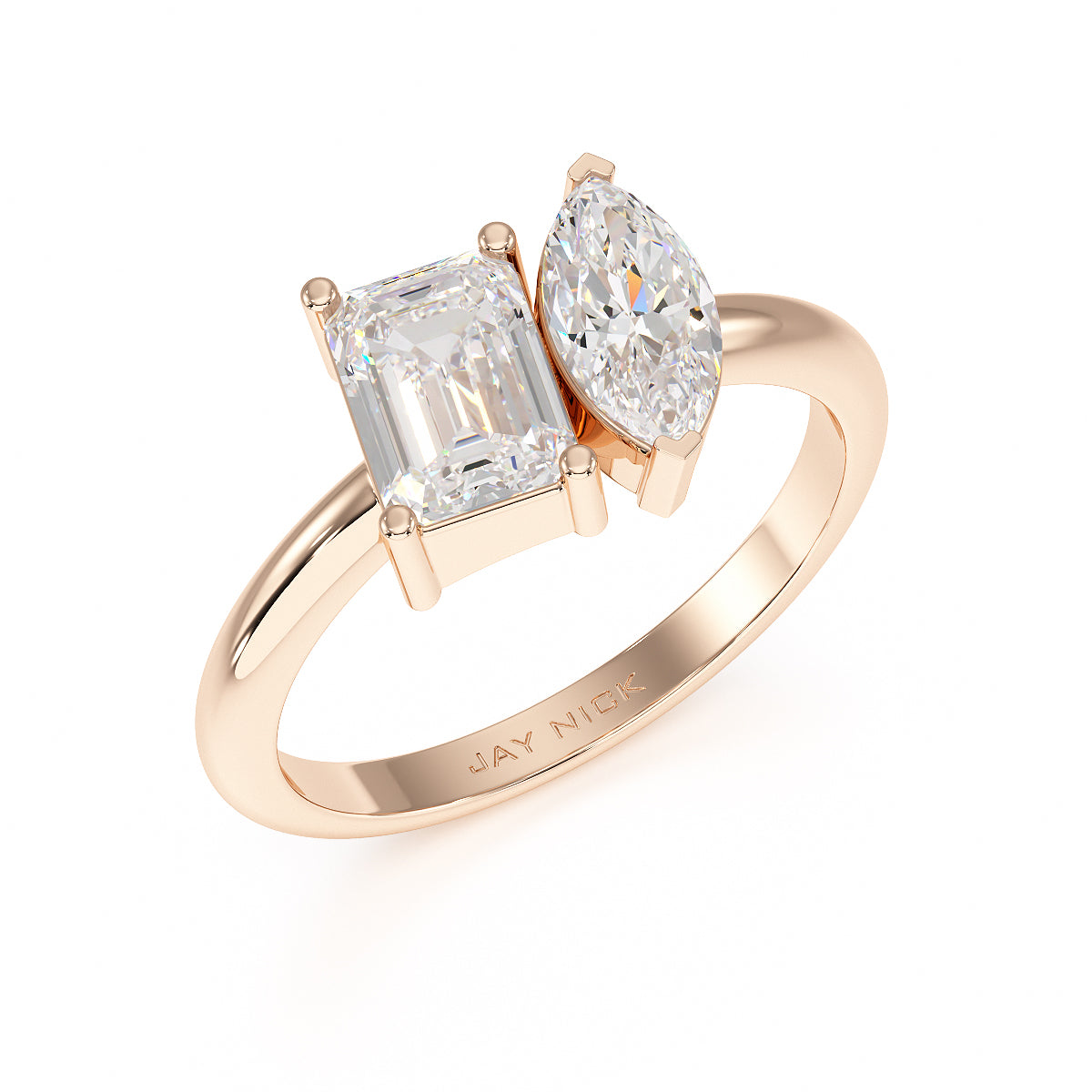 Emerald & Marquise Toi Et Moi Ring