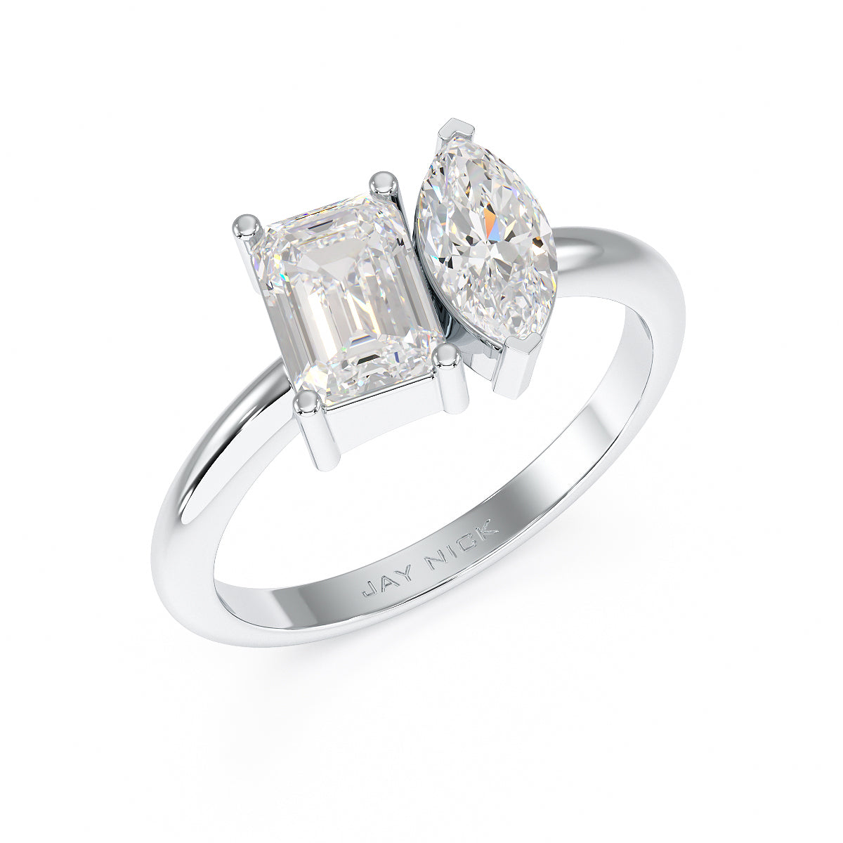 Emerald & Marquise Toi Et Moi Ring