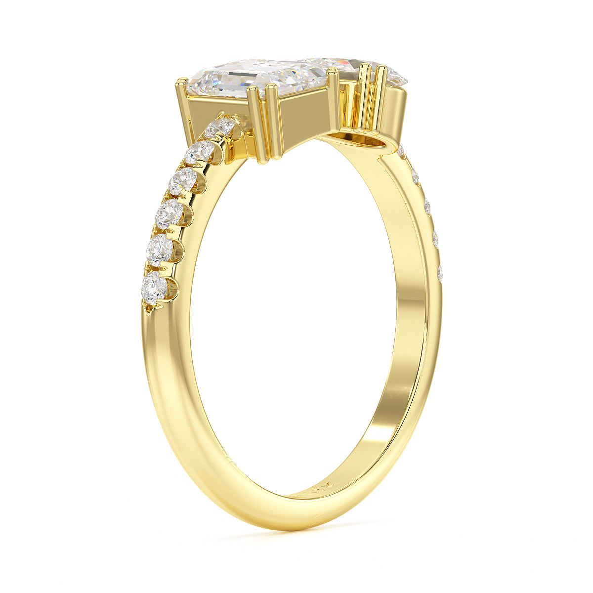 Emerald & Pear Studded Shoulder Toi Et Moi Ring