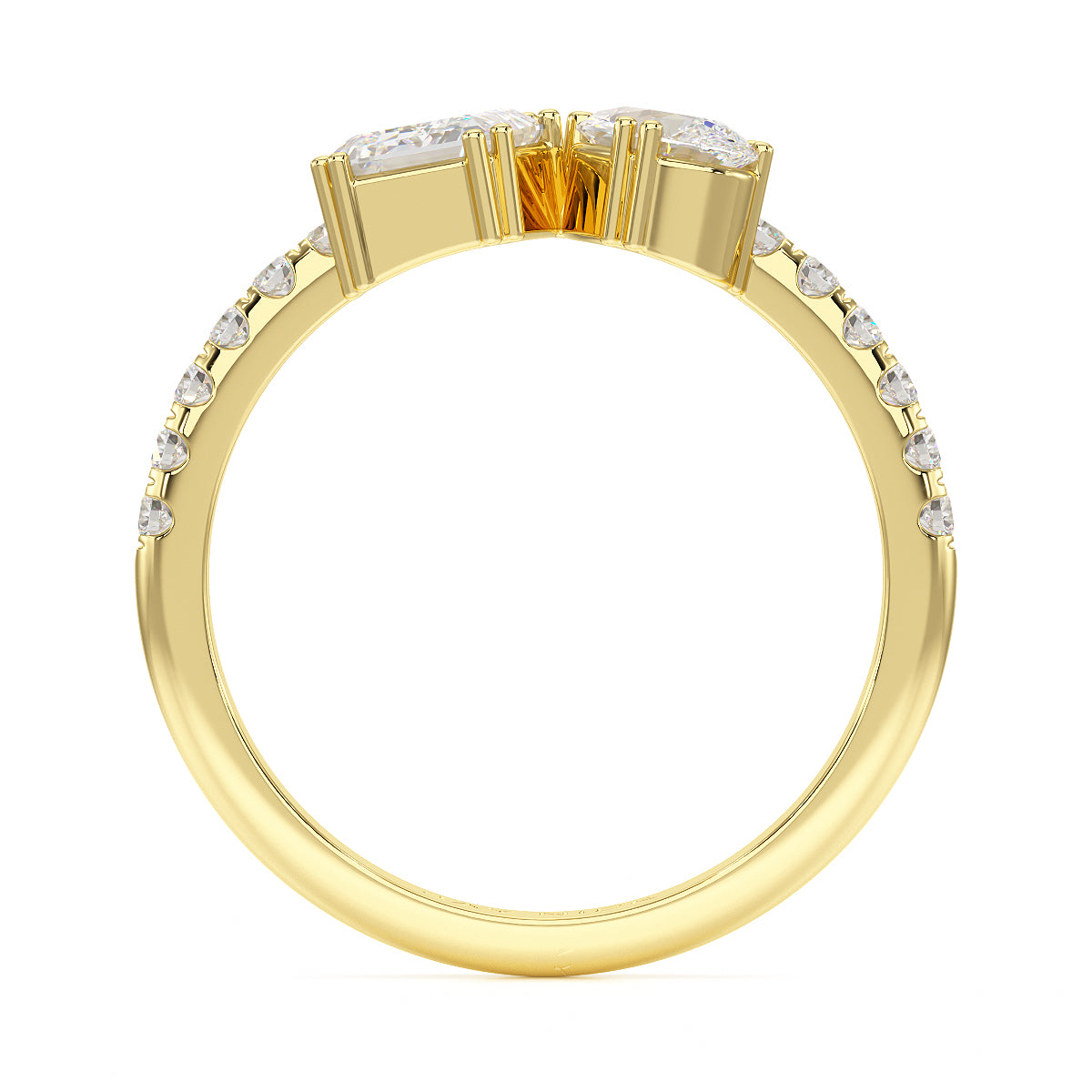 Emerald & Pear Studded Shoulder Toi Et Moi Ring