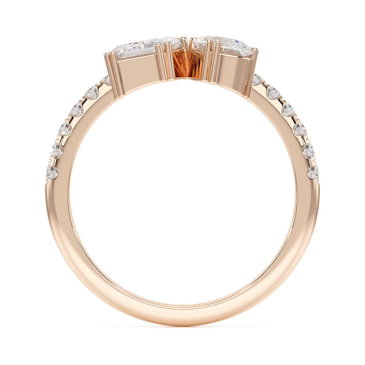 Emerald & Pear Studded Shoulder Toi Et Moi Ring