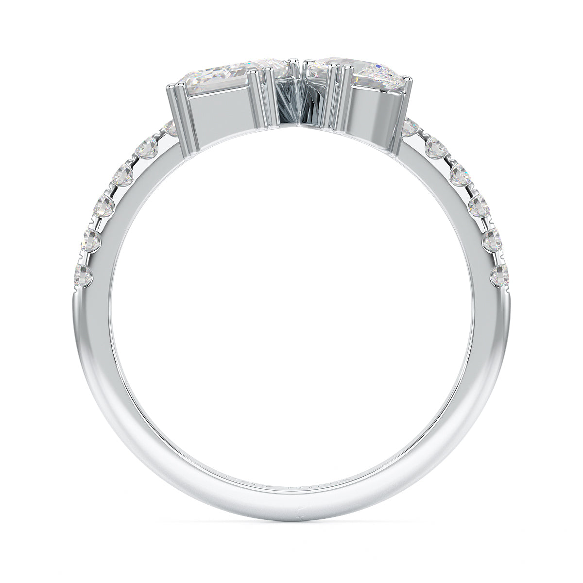 Emerald & Pear Studded Shoulder Toi Et Moi Ring