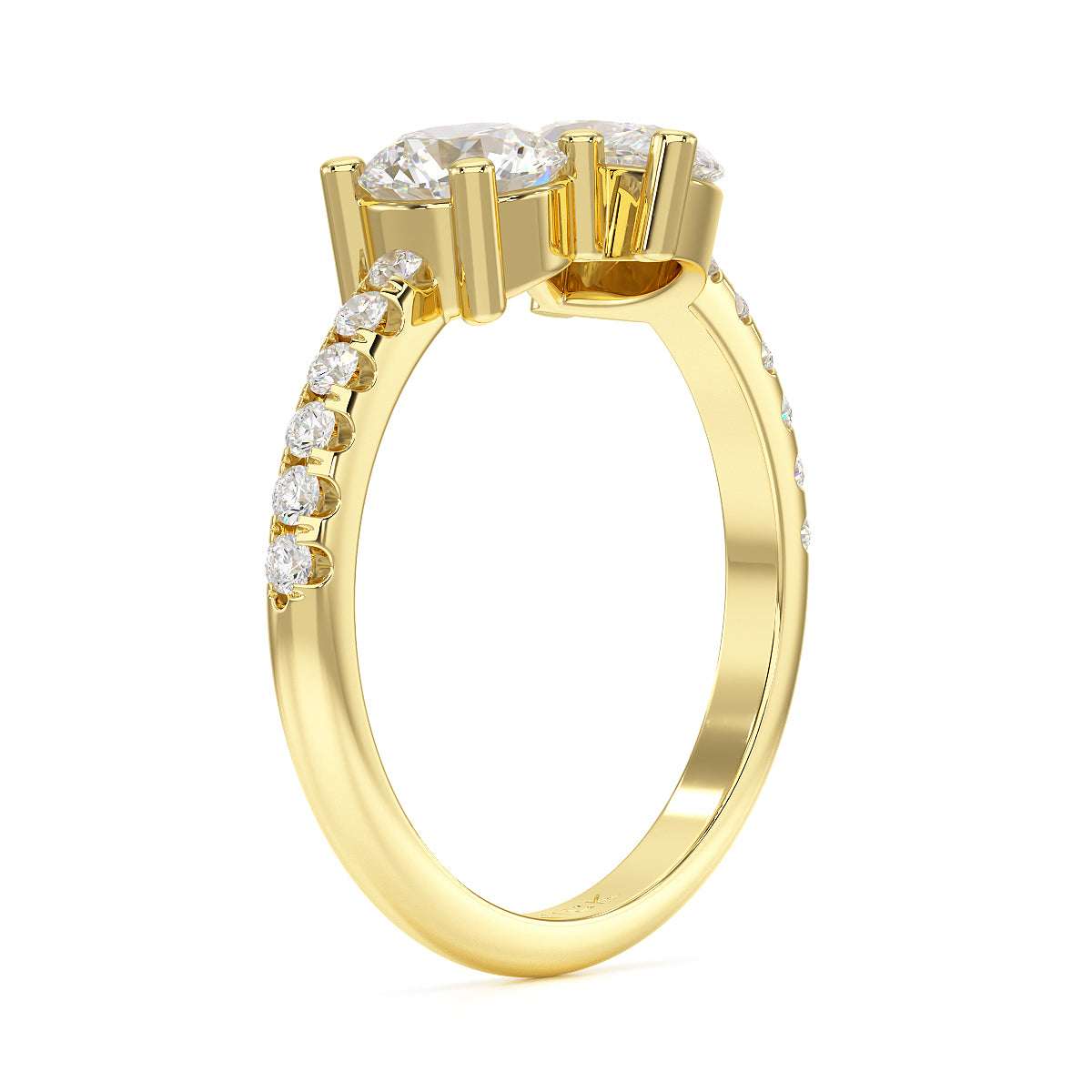 Round & Marquise Studded Shoulder Toi Et Moi Ring