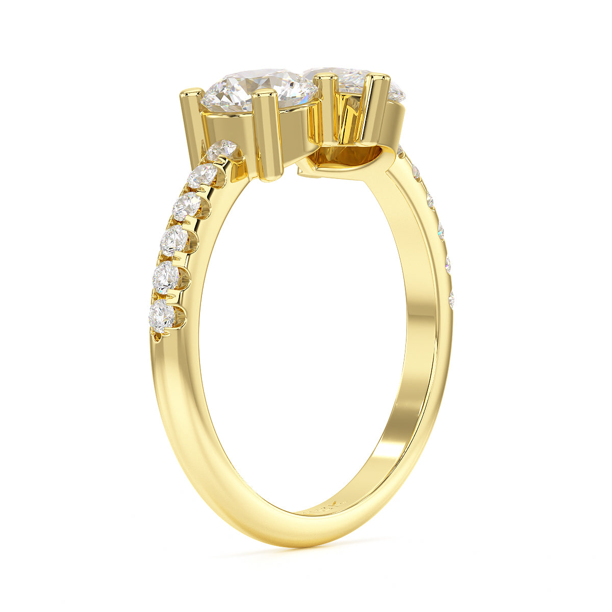 Round & Marquise Studded Shoulder Toi Et Moi Ring