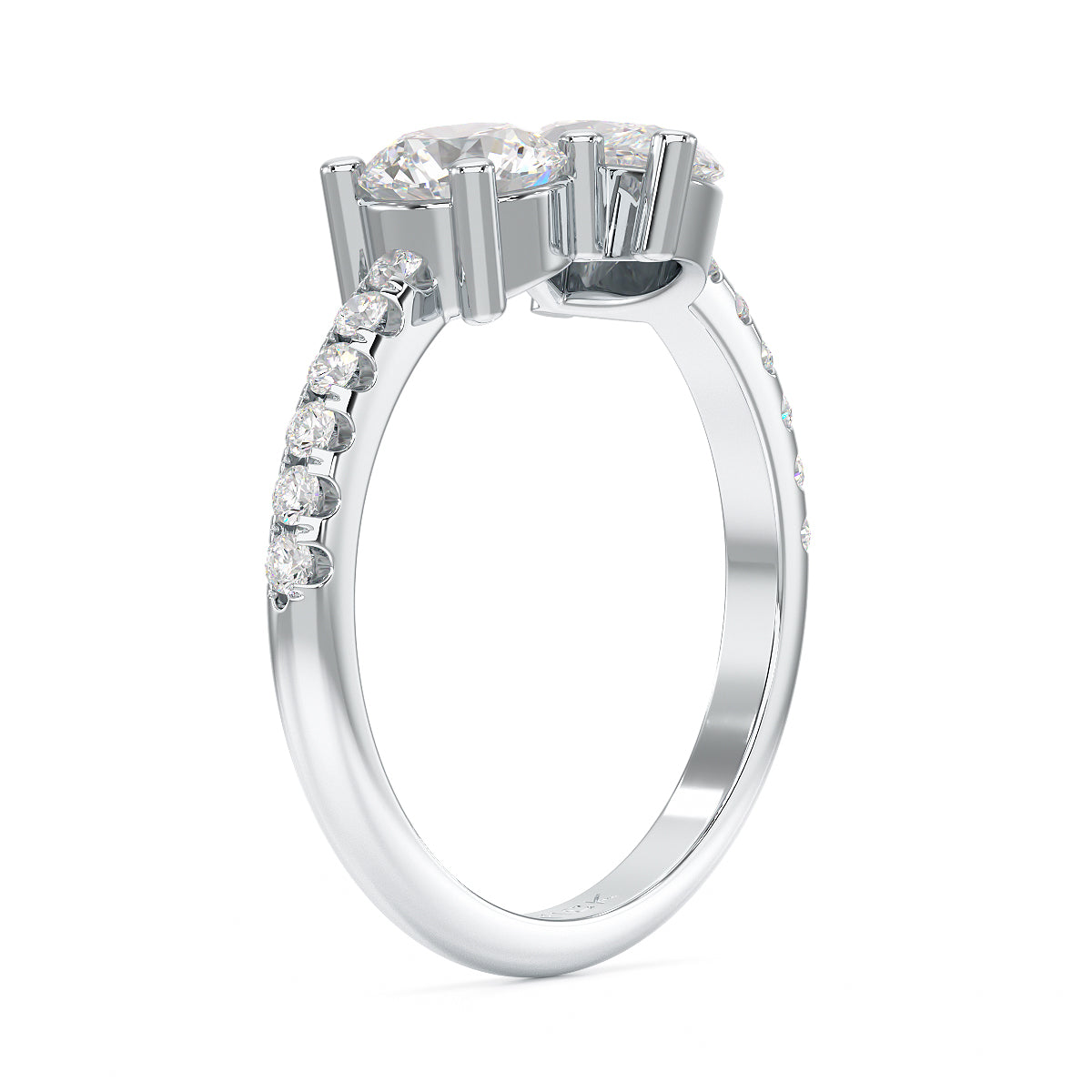 Round & Marquise Studded Shoulder Toi Et Moi Ring