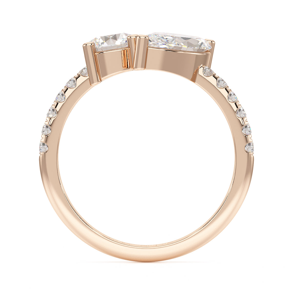 Round & Marquise Studded Shoulder Toi Et Moi Ring