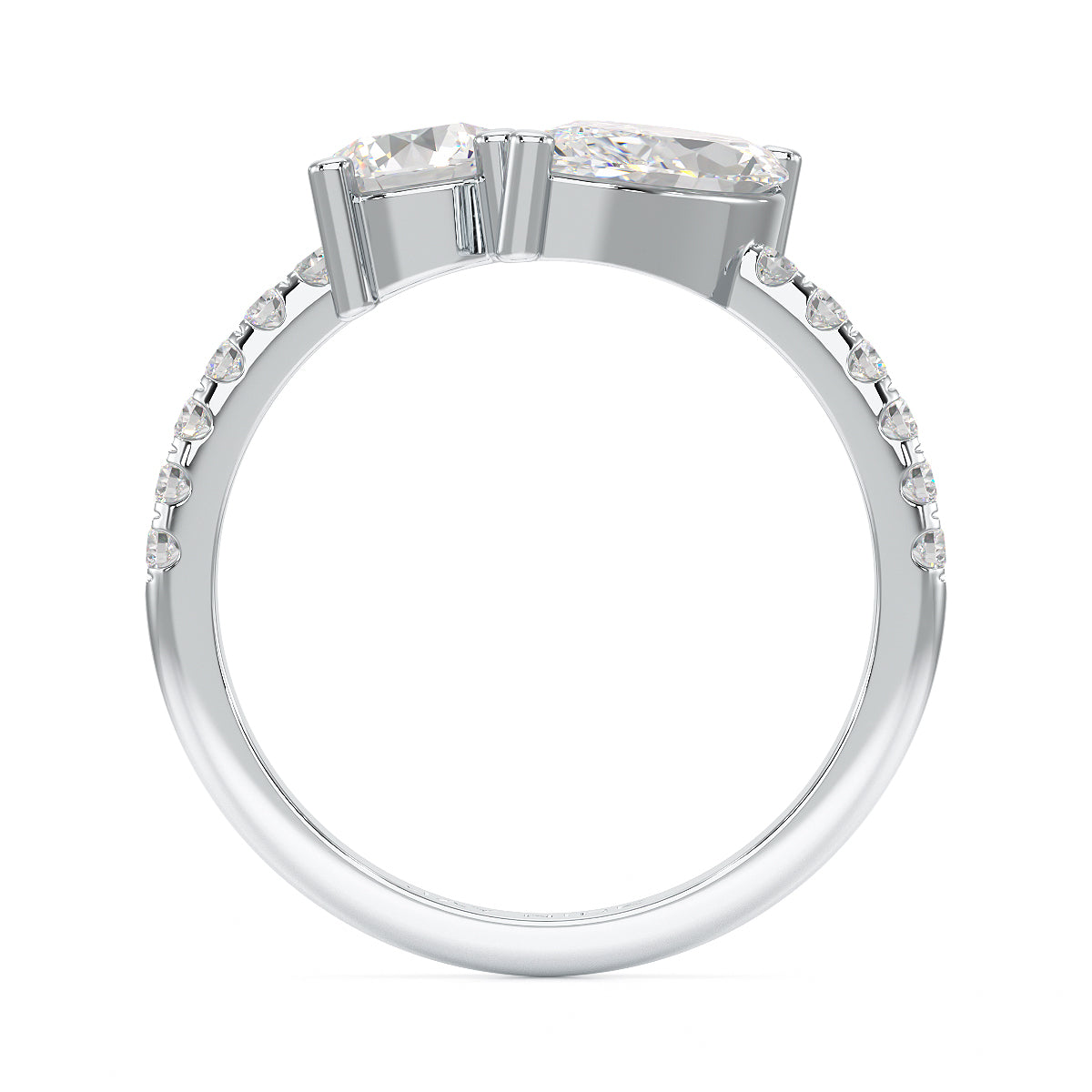 Round & Marquise Studded Shoulder Toi Et Moi Ring