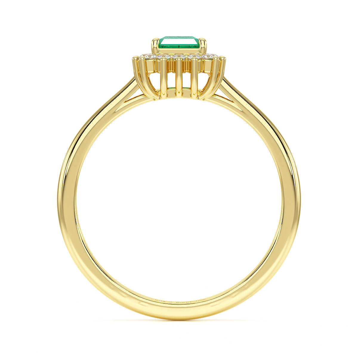 Rectangular Emerald Sunburst Ring