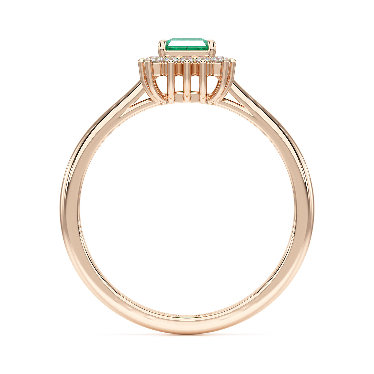 Rectangular Emerald Sunburst Ring