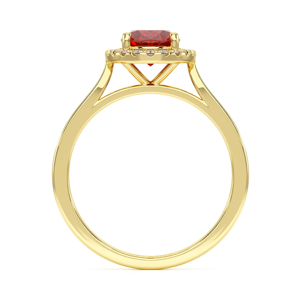 Oval Ruby Halo Ring