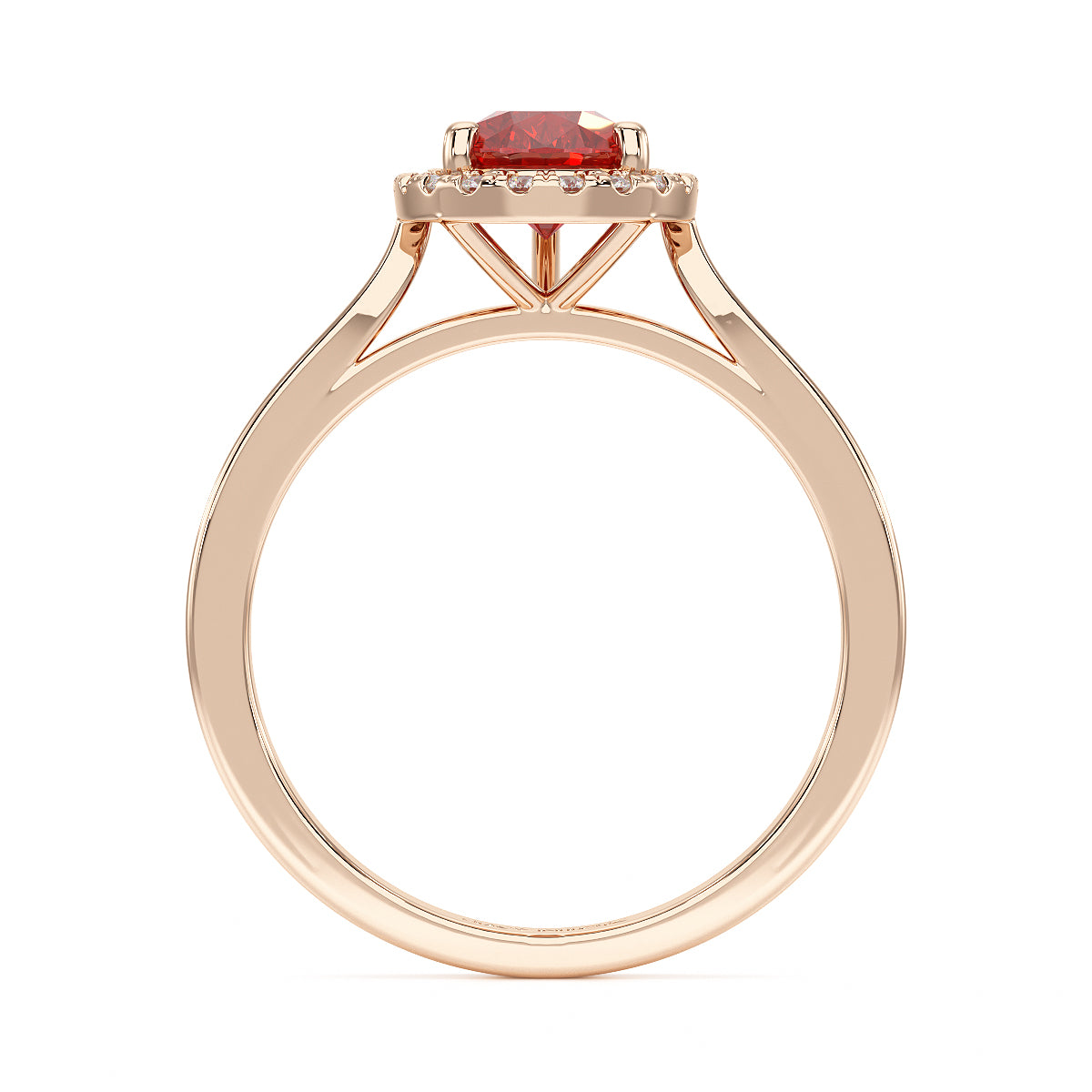 Pear Ruby Halo Ring