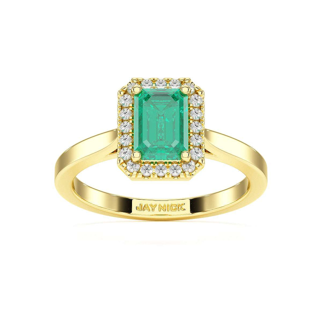 Rectangular Emerald Halo Ring