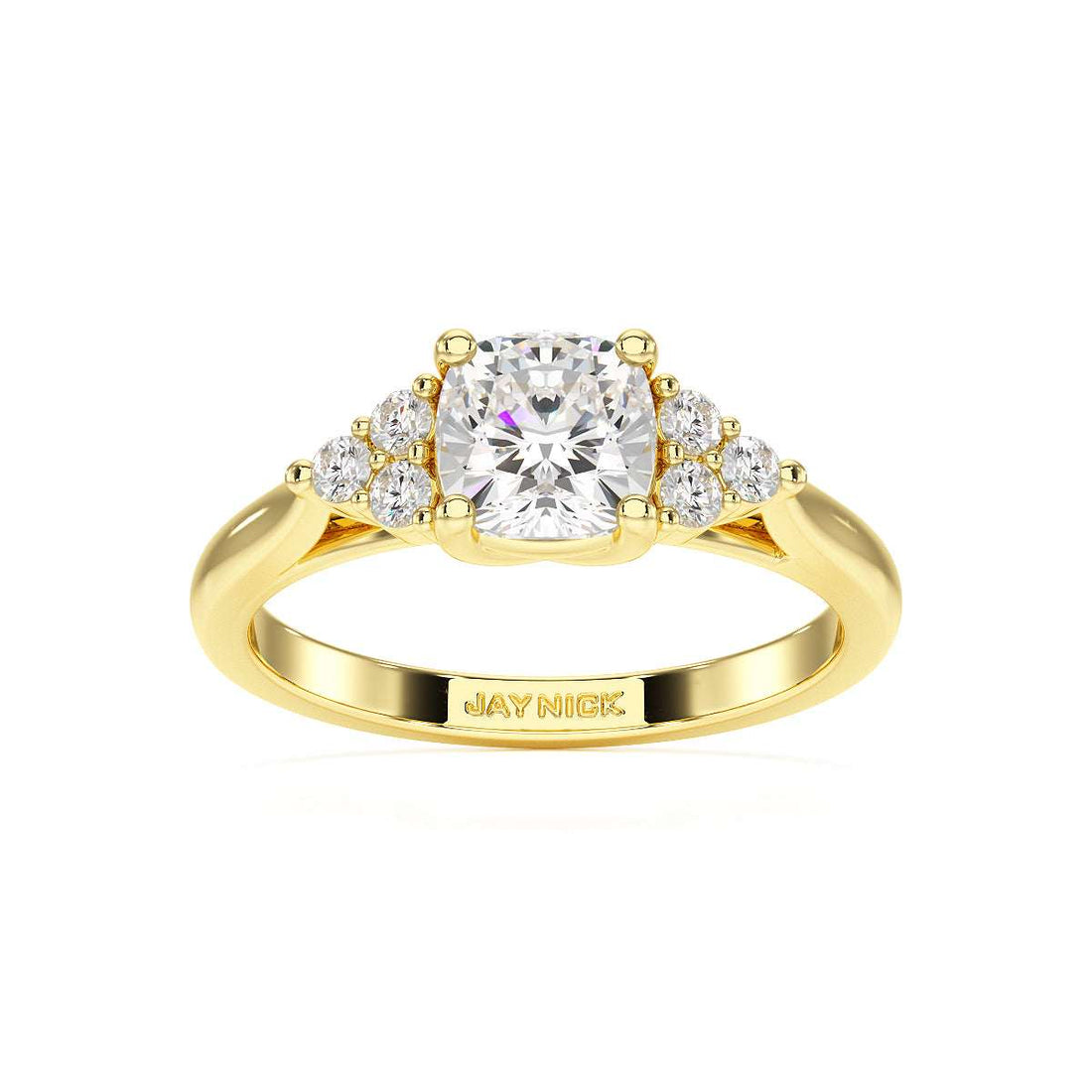Cushion Trefoil Engagement Ring