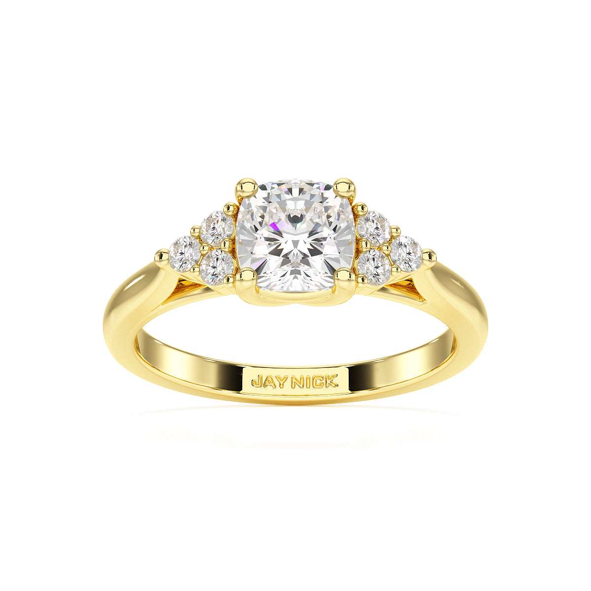 Cushion Trefoil Engagement Ring