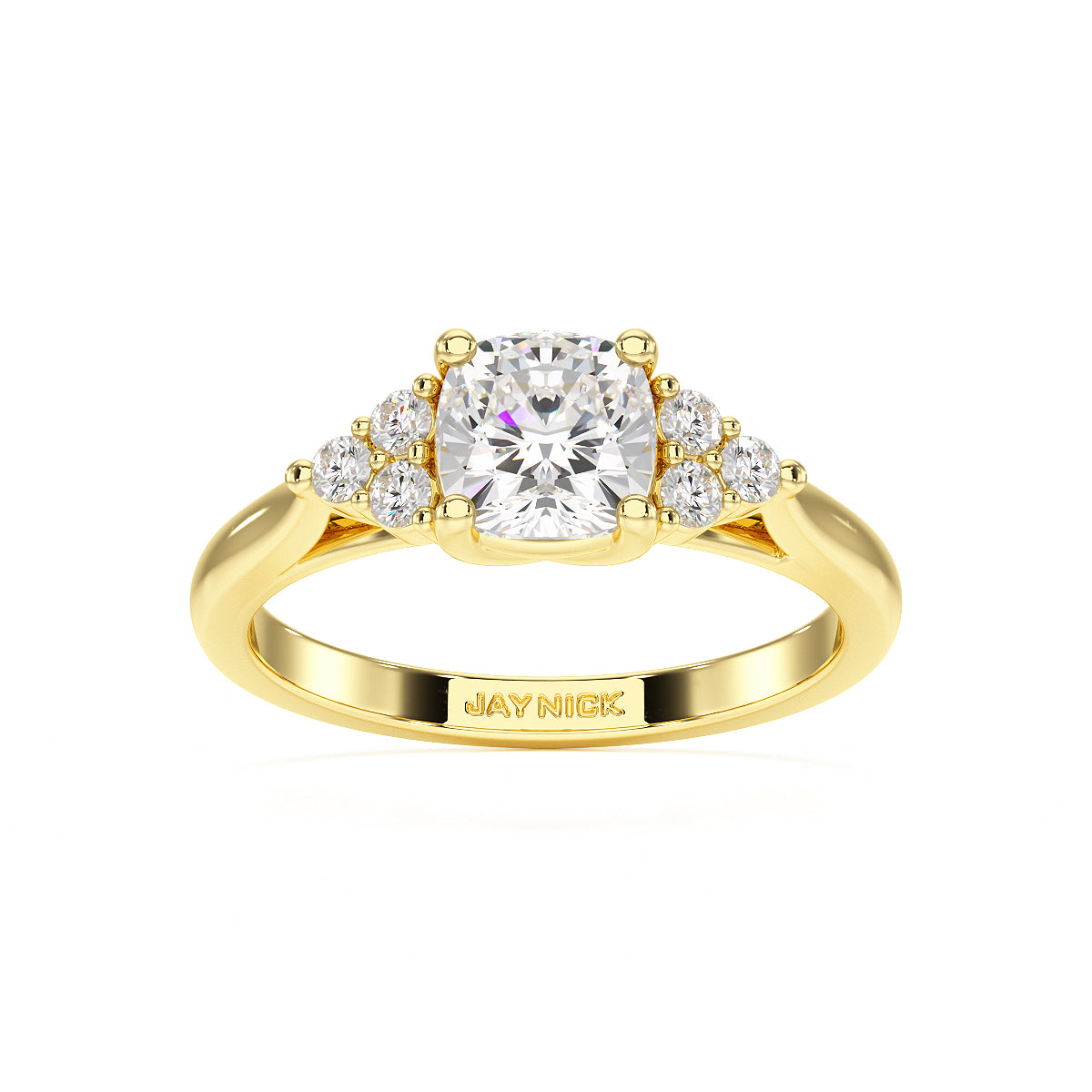 Cushion Trefoil Engagement Ring