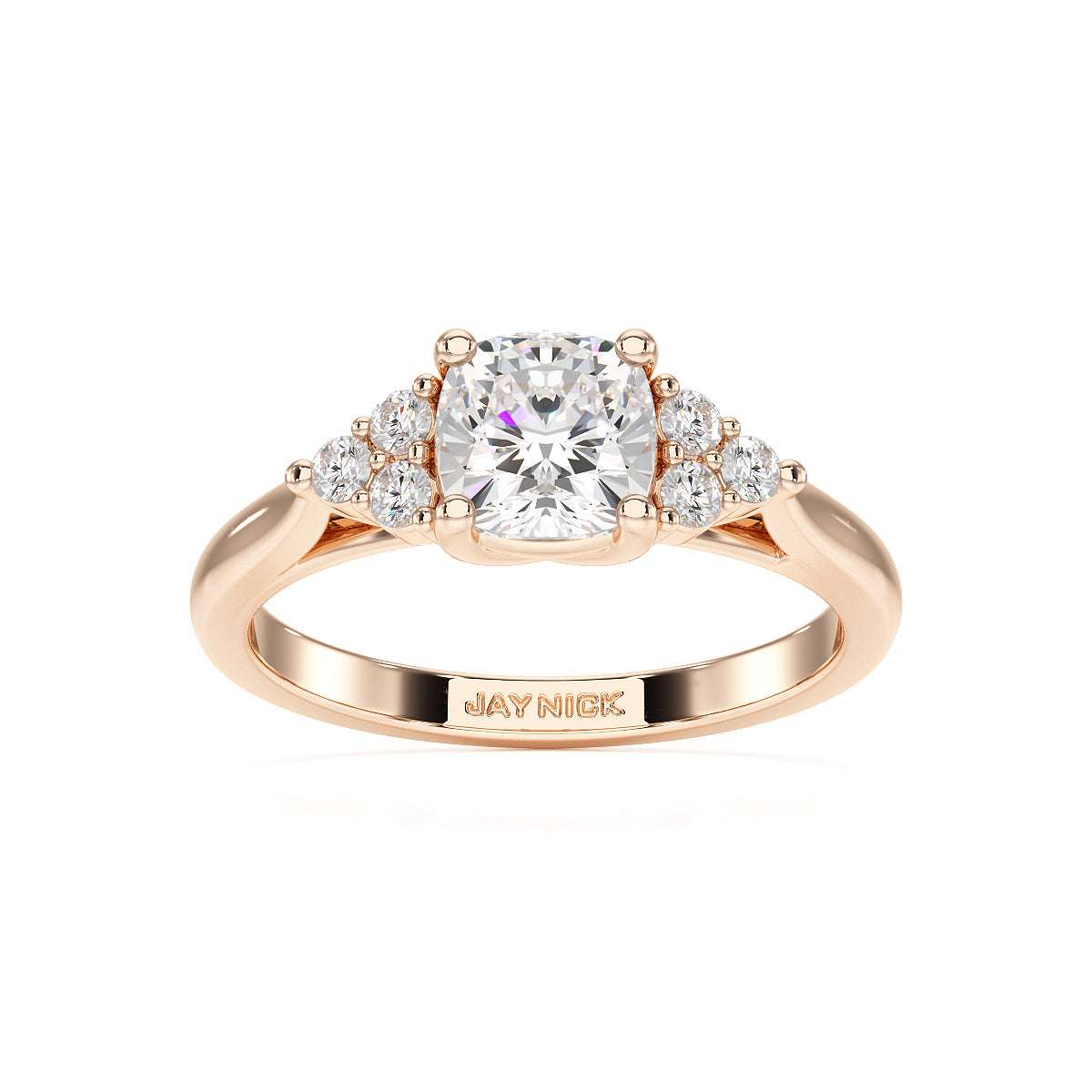 Cushion Trefoil Engagement Ring