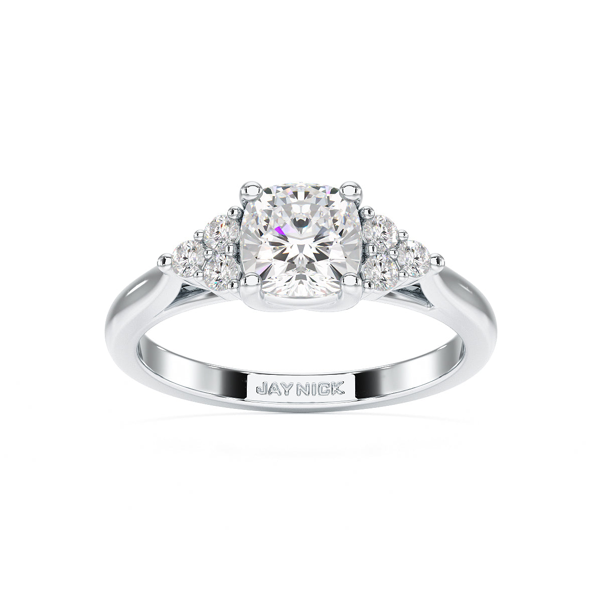 Cushion Trefoil Engagement Ring