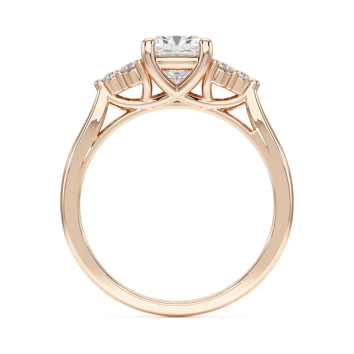 Cushion Cut Trefoil Engagement Ring in rose gold