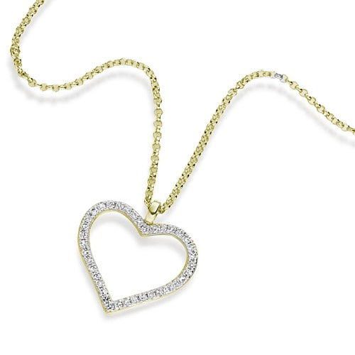 A sleek heart-shaped pendant in yellow gold.