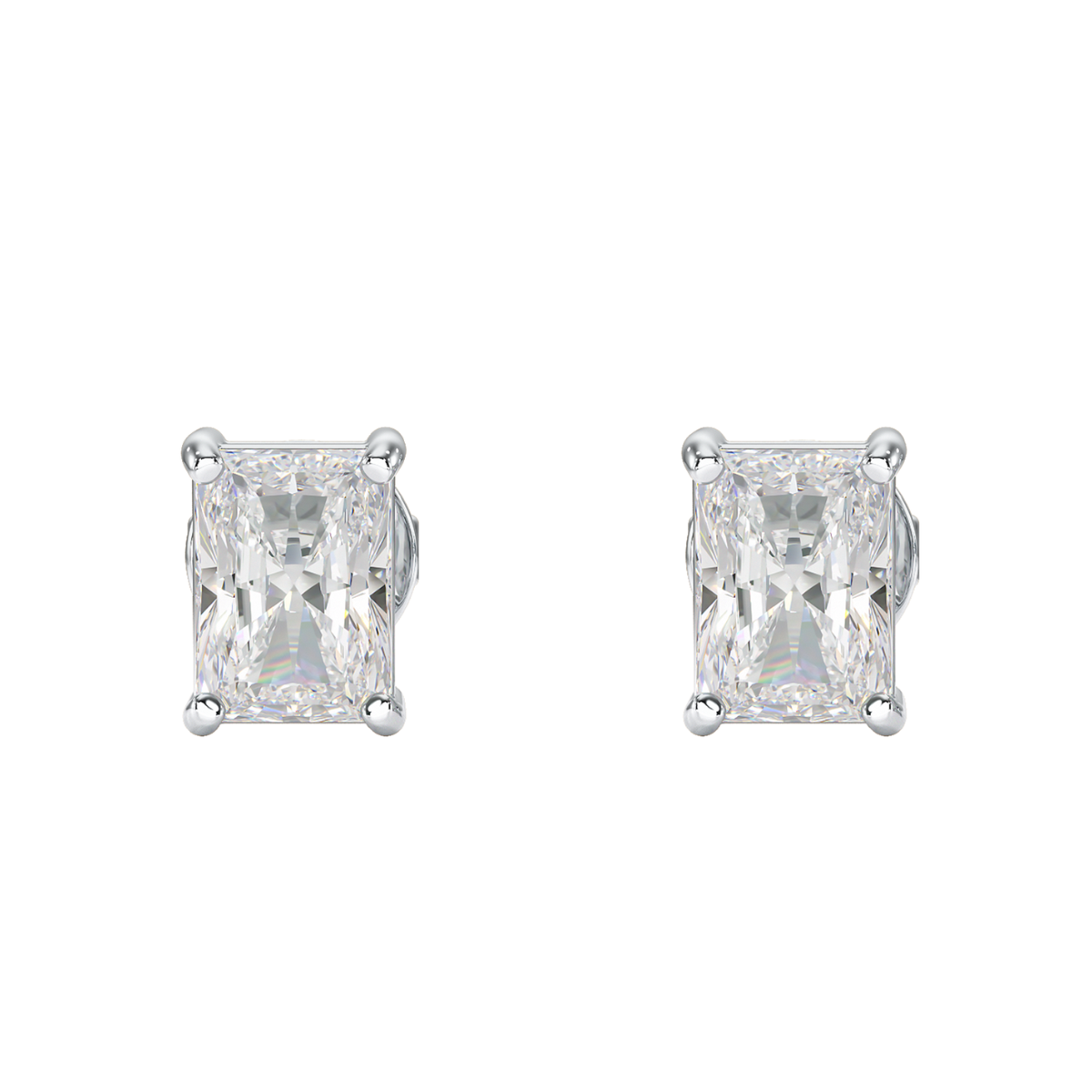 Radiant Cut Solitaire Stud Earrings