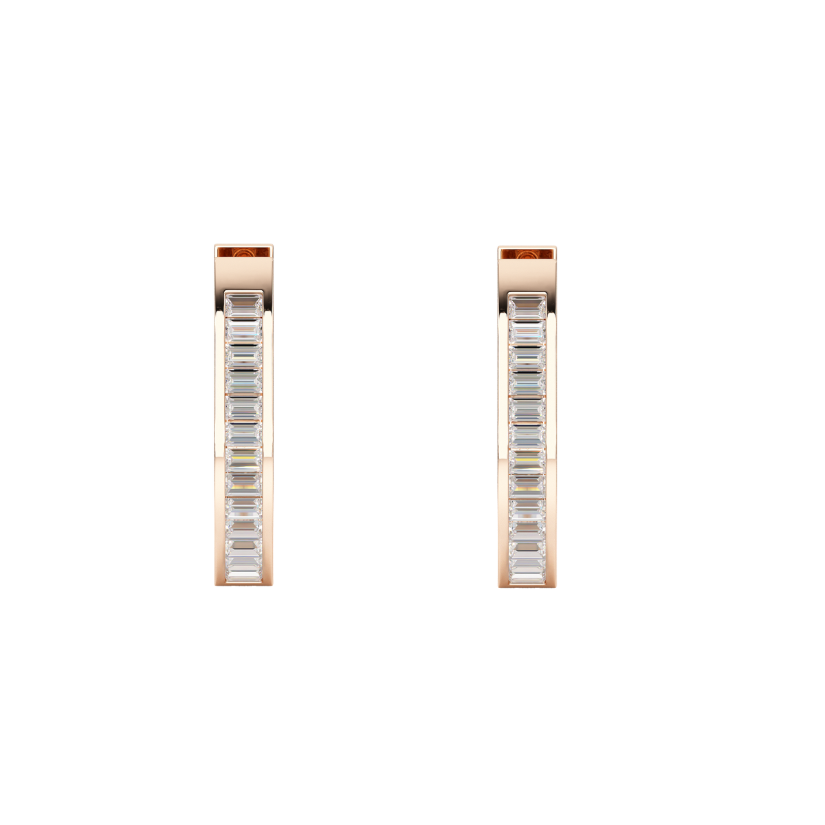 Baguette Hoop Earrings in rose gold