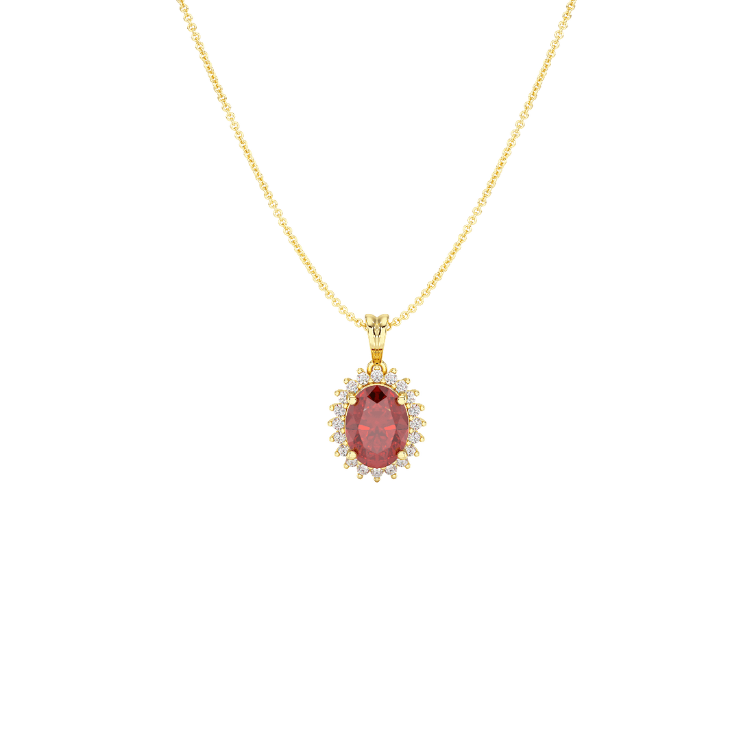 Oval Ruby Sunburst Pendant