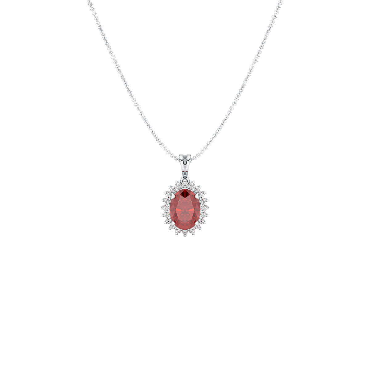 Oval Ruby Sunburst Pendant