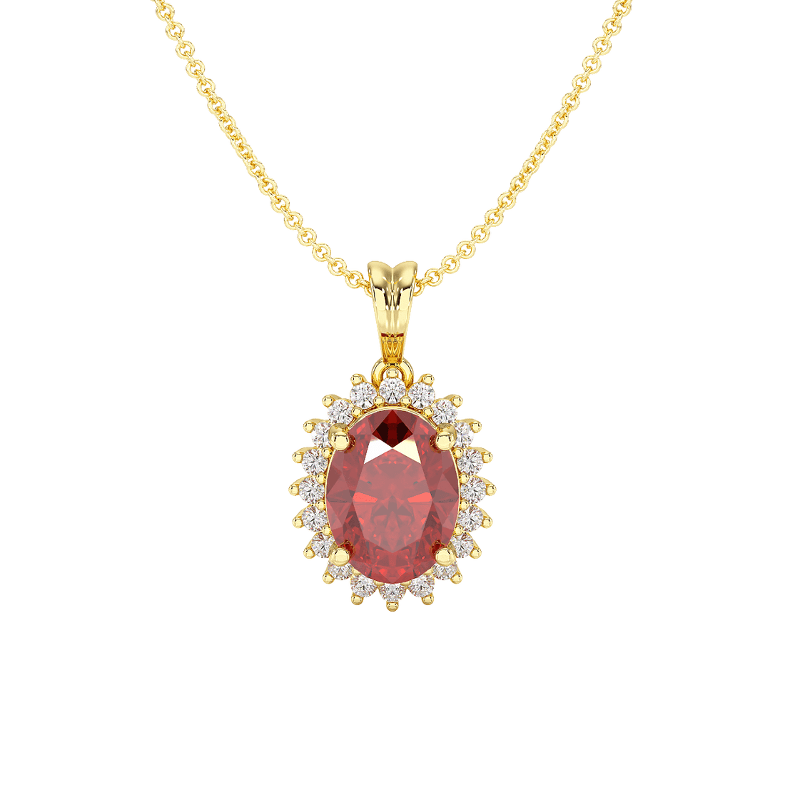 Large Oval Ruby Sunburst Pendant