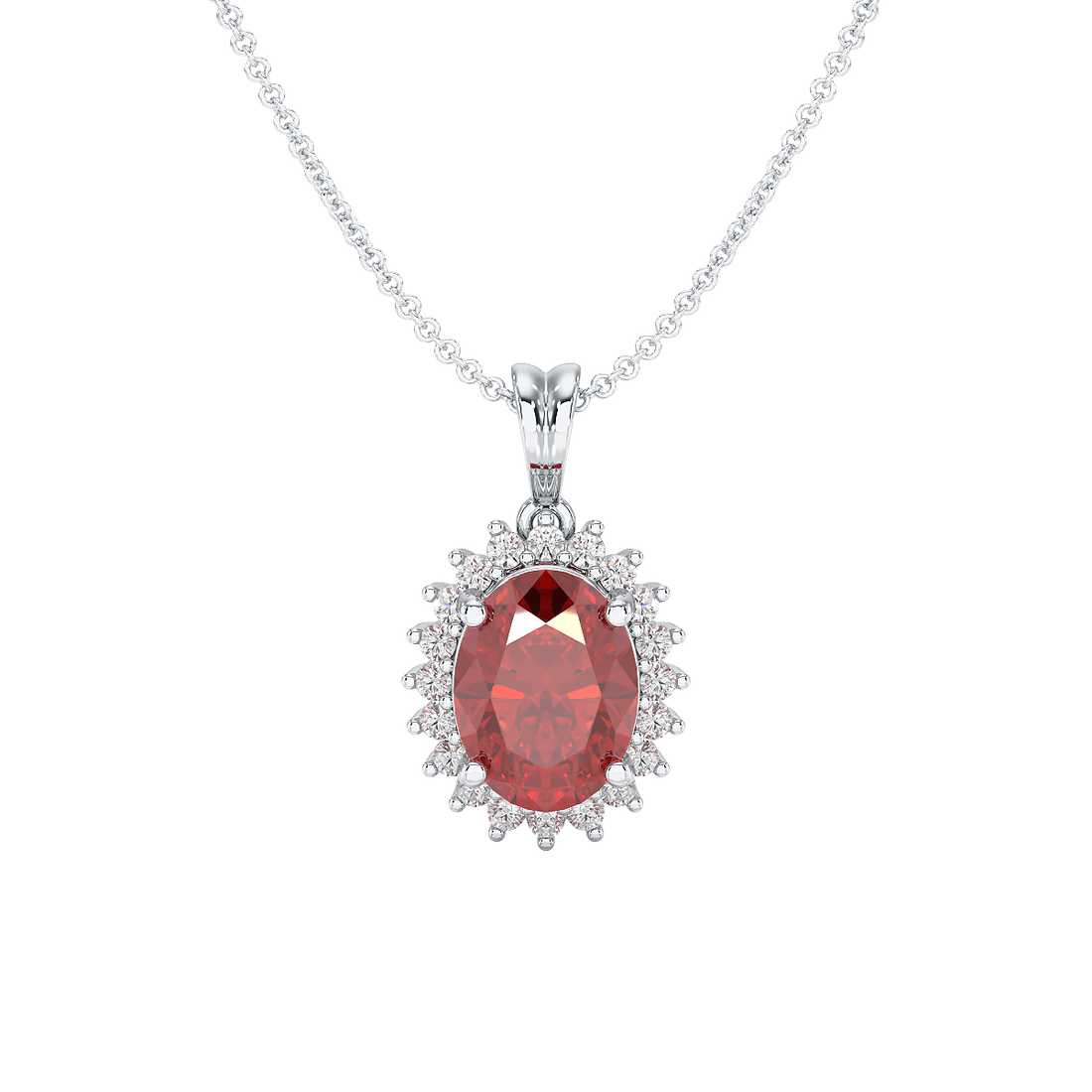 Large Oval Ruby Sunburst Pendant
