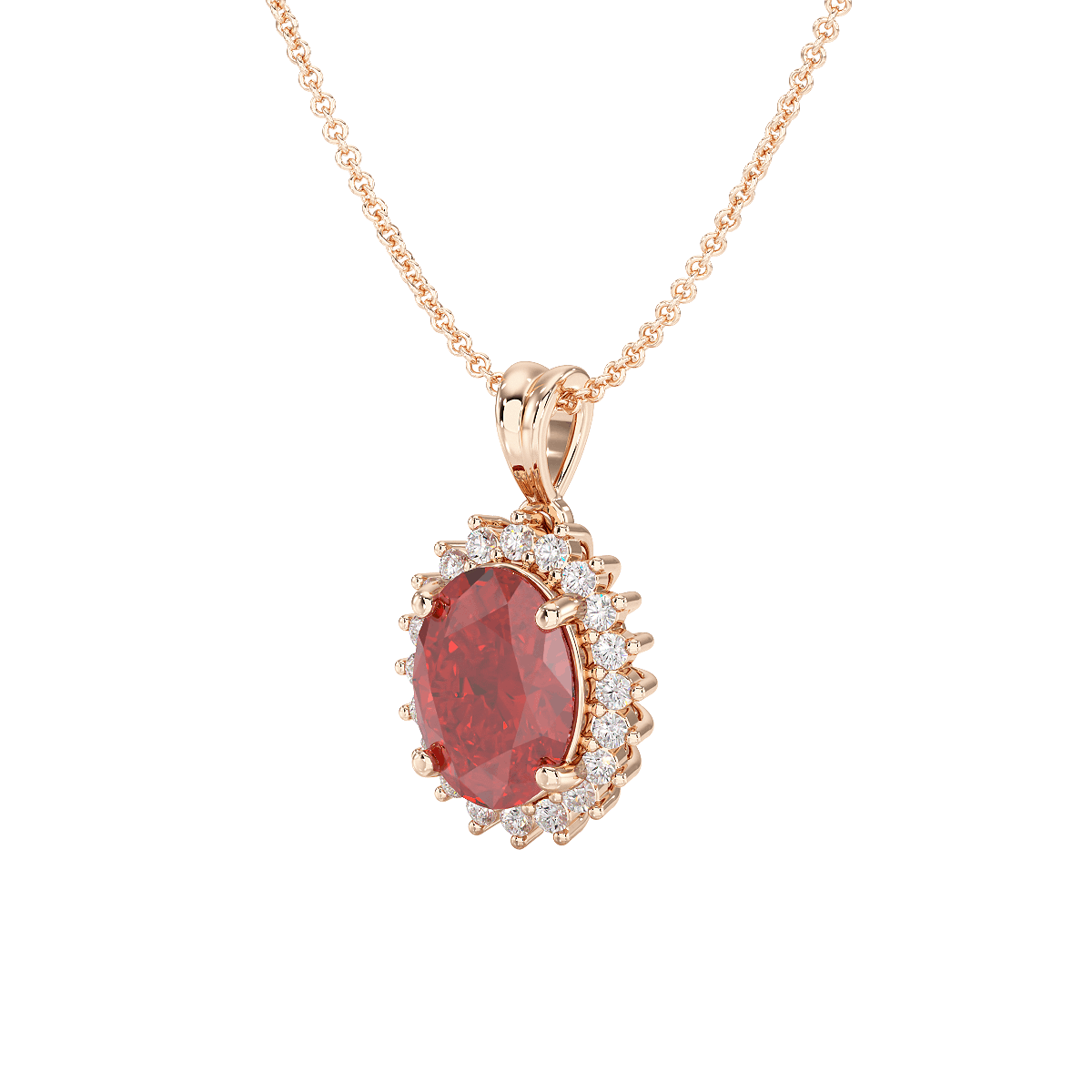 Oval Ruby Sunburst Pendant
