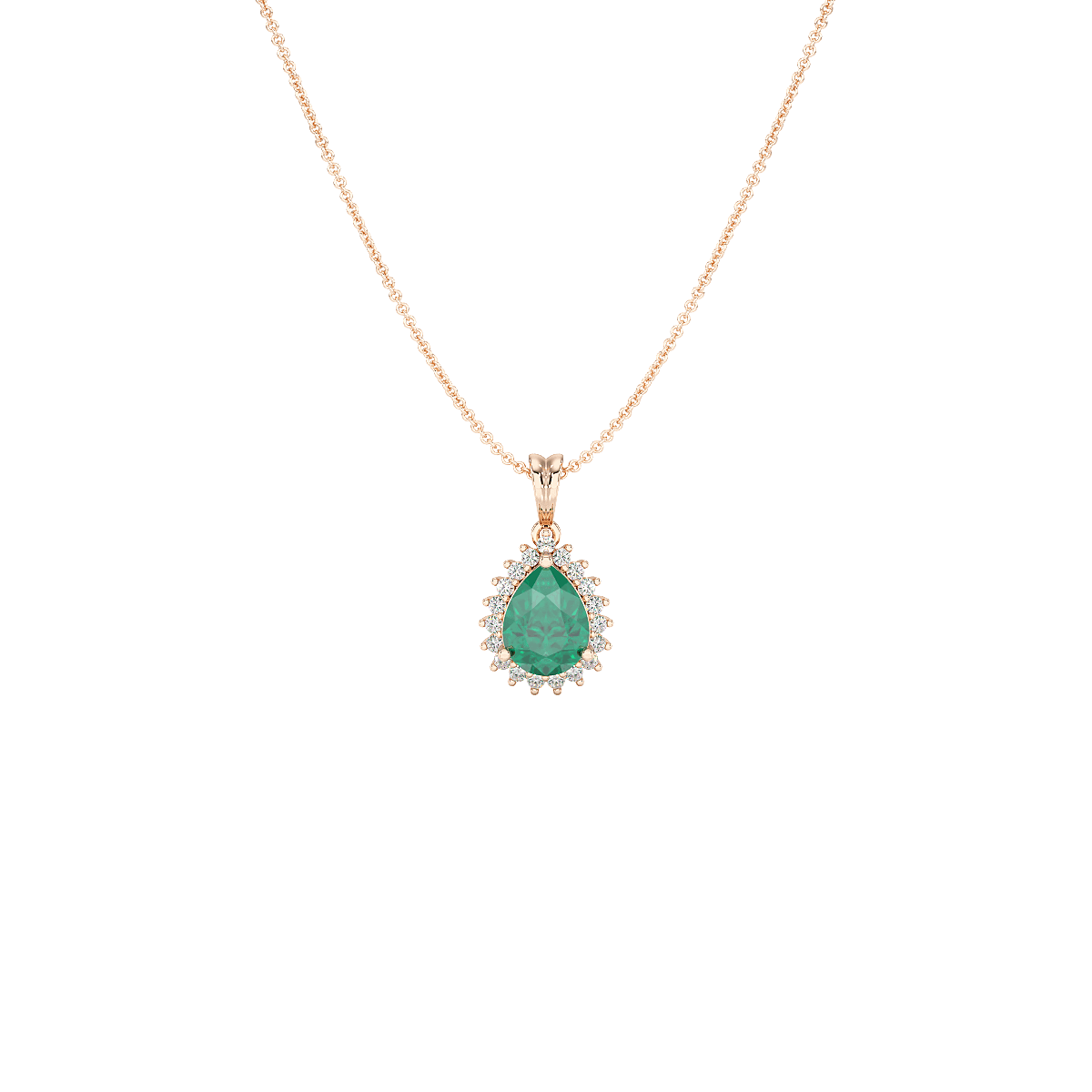 Large Pear Emerald Sunburst Pendant
