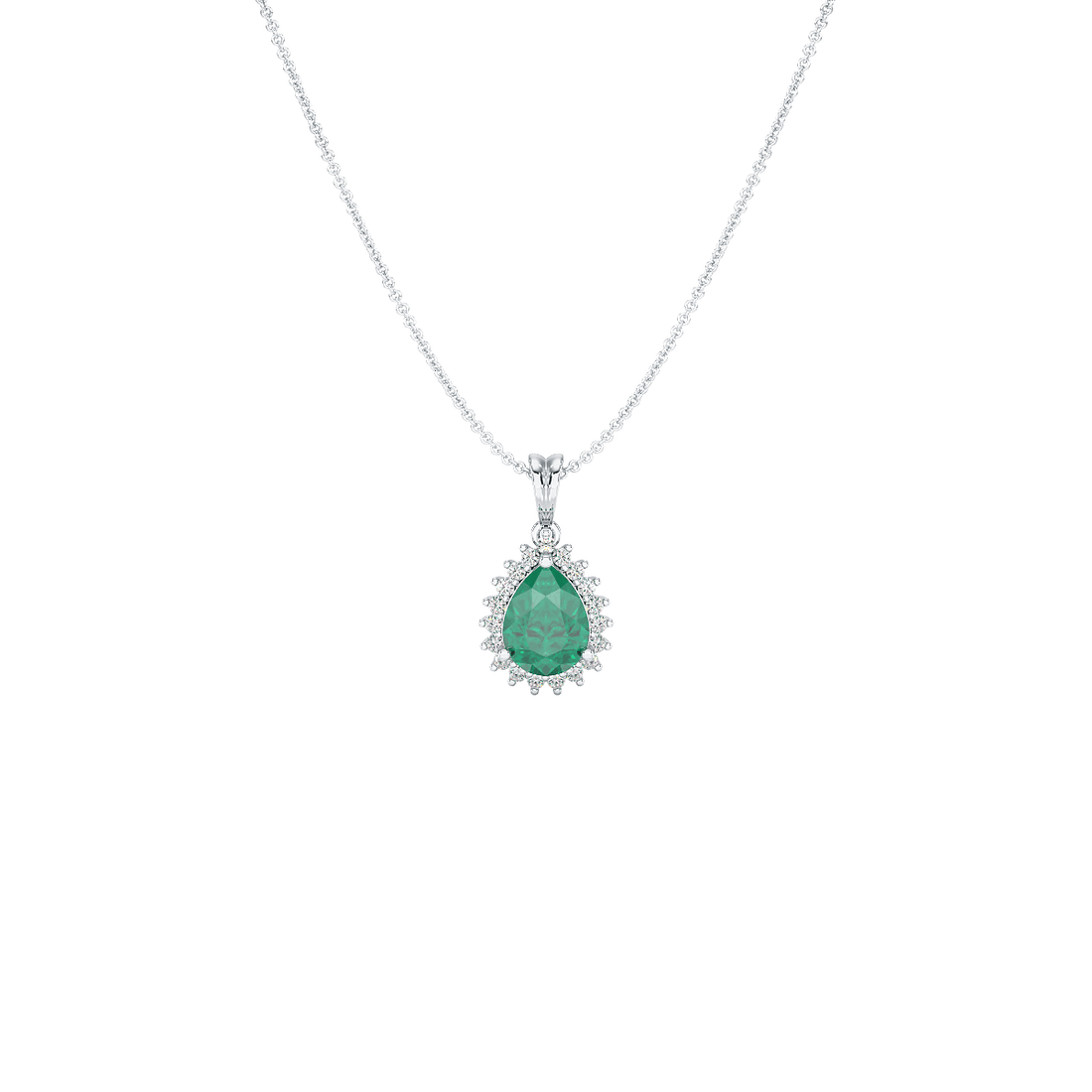 Pear Emerald Sunburst Pendant