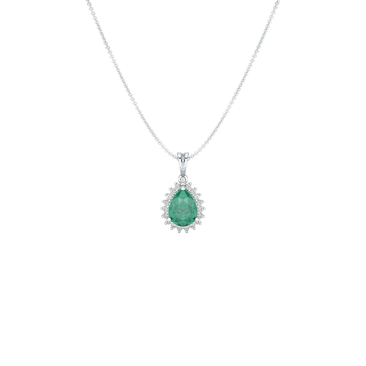 Pear Emerald Sunburst Pendant
