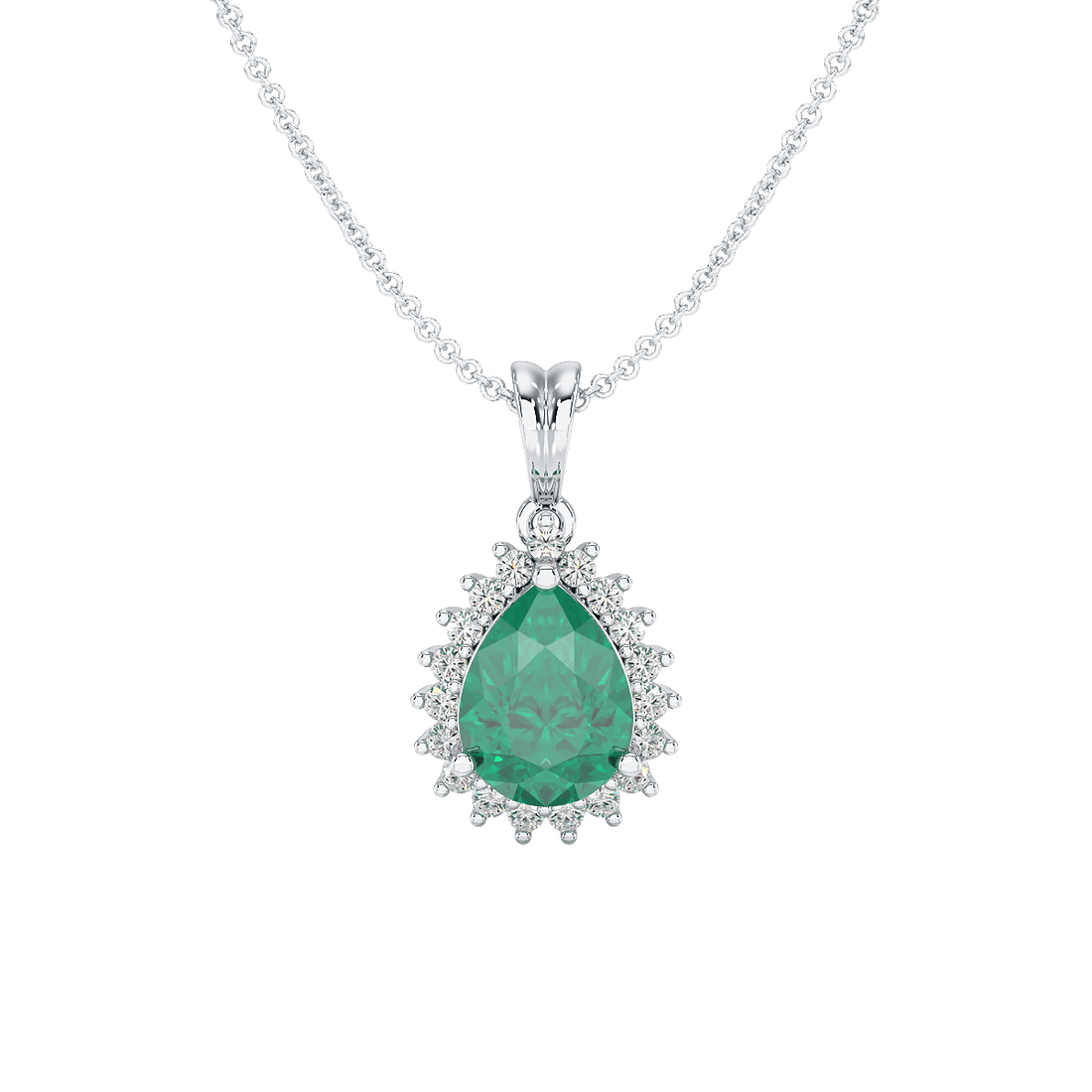Large Pear Emerald Sunburst Pendant
