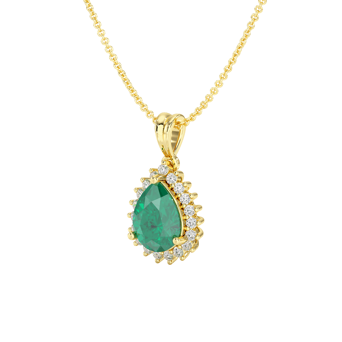 Pear Emerald Sunburst Pendant
