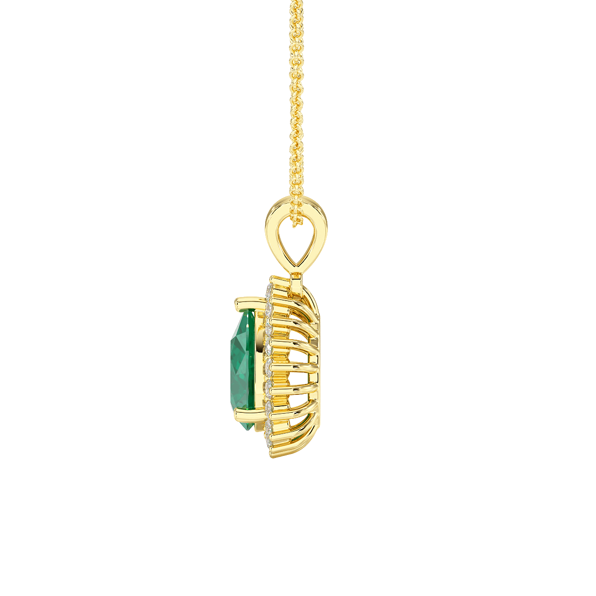 Large Pear Emerald Sunburst Pendant