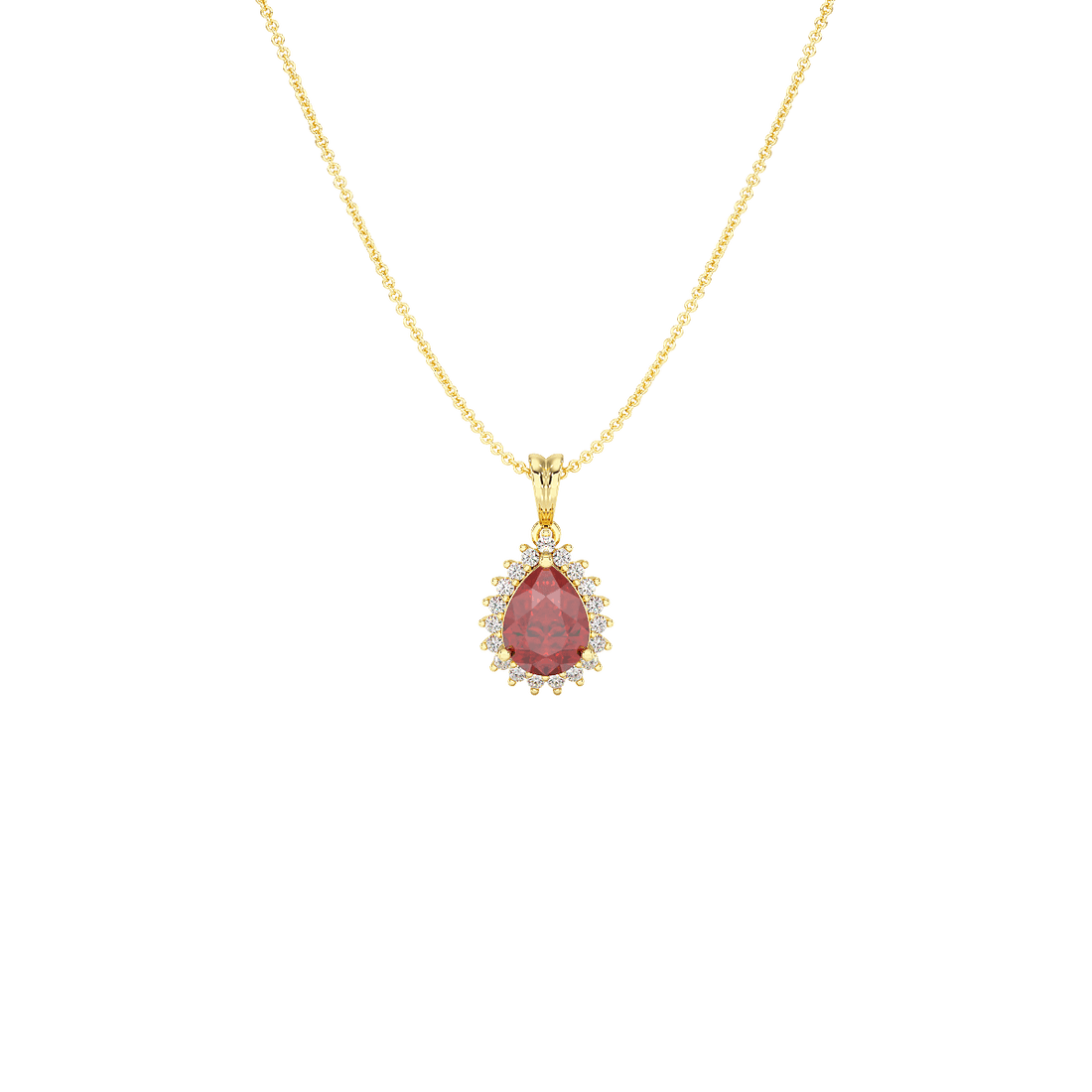 Pear Ruby Sunburst Pendant