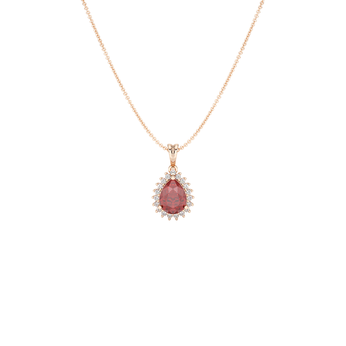 Pear Ruby Sunburst Pendant