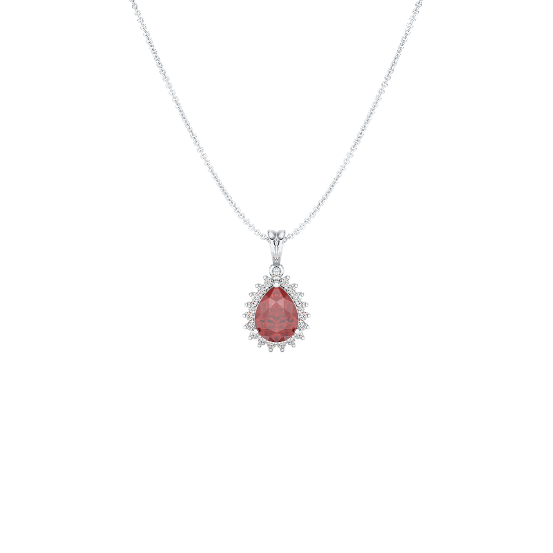 Pear Ruby Sunburst Pendant