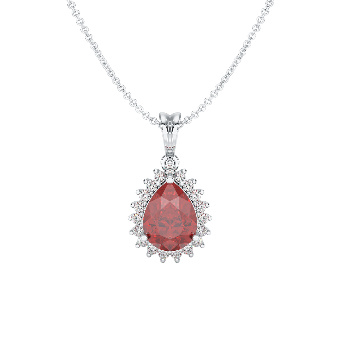Large Pear Ruby Sunburst Pendant