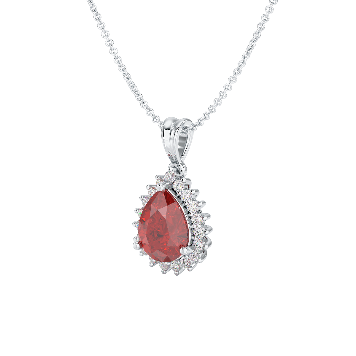 Pear Ruby Sunburst Pendant