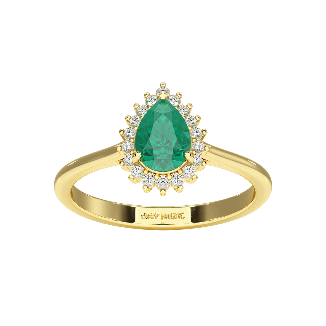 Pear Emerald Sunburst Ring