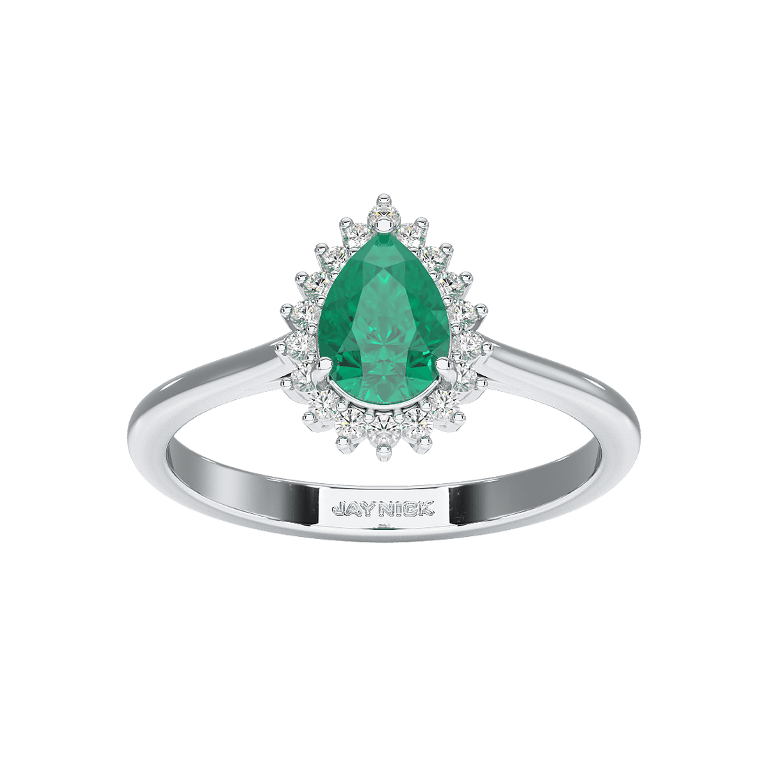 Pear Emerald Sunburst Ring