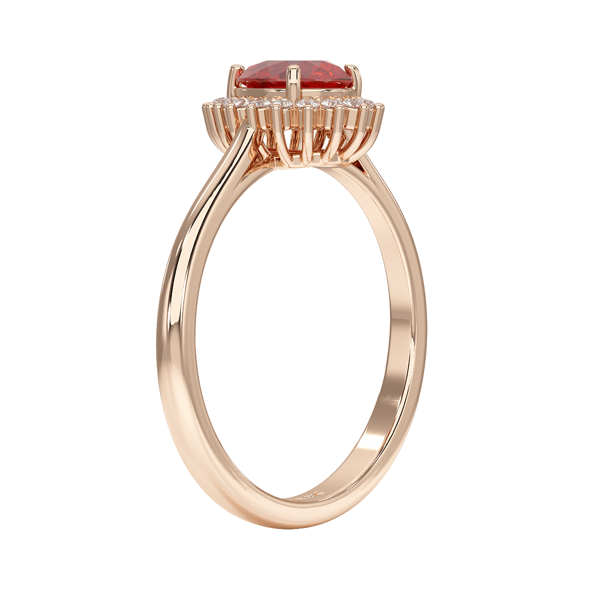 Pear Ruby Sunburst Ring