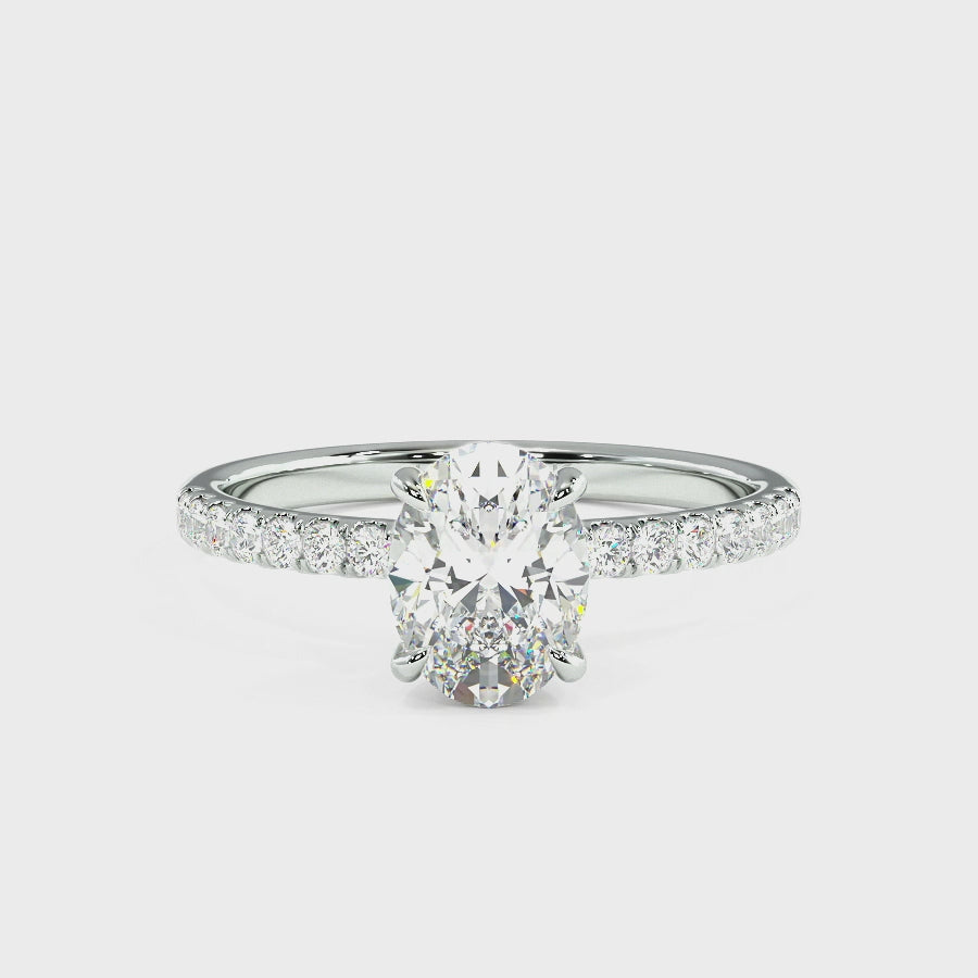 Oval Cut Studded Hidden Halo Ring
